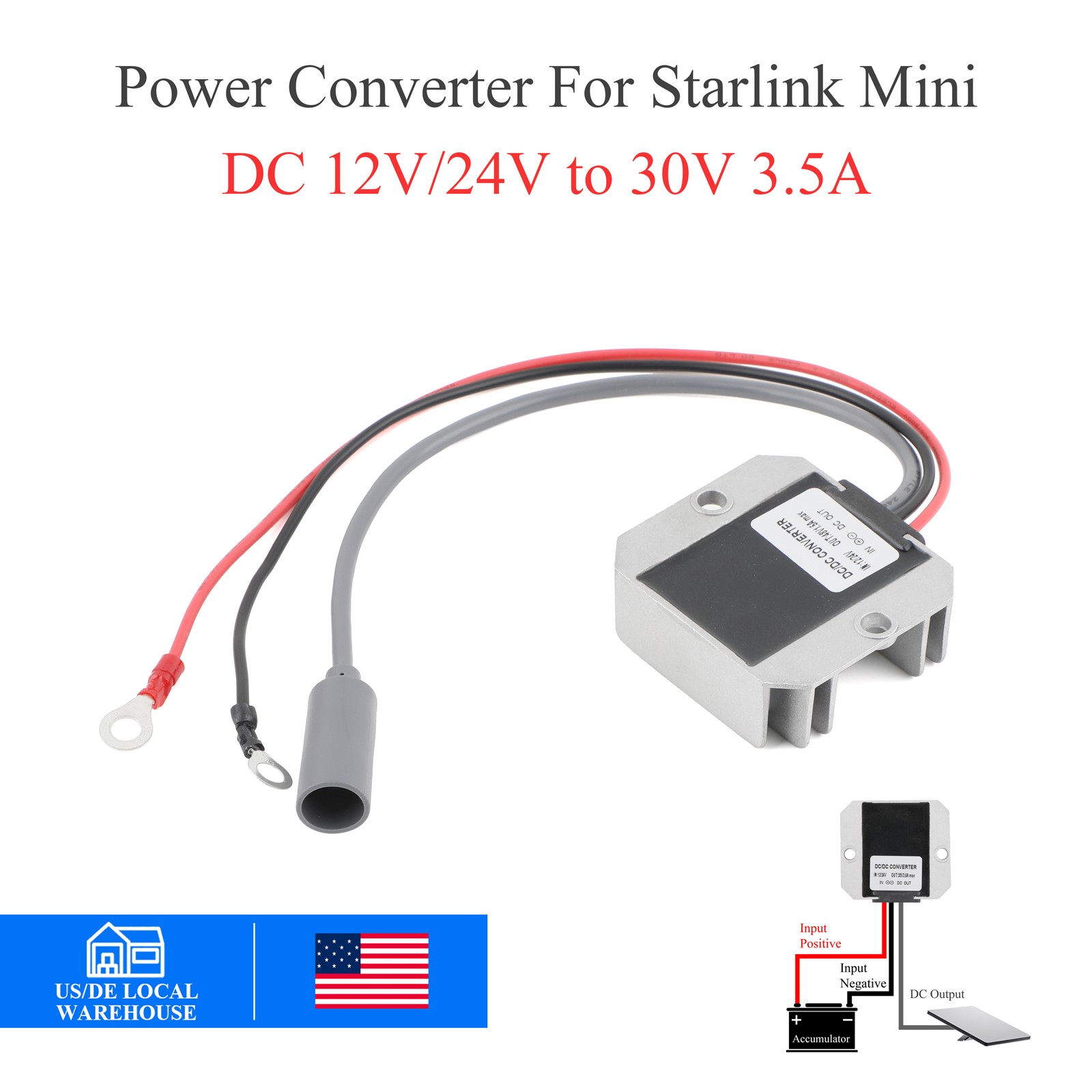 DC Step Up Converter 12V/24V to 30V 3.5A For Starlink Mini Power Cable