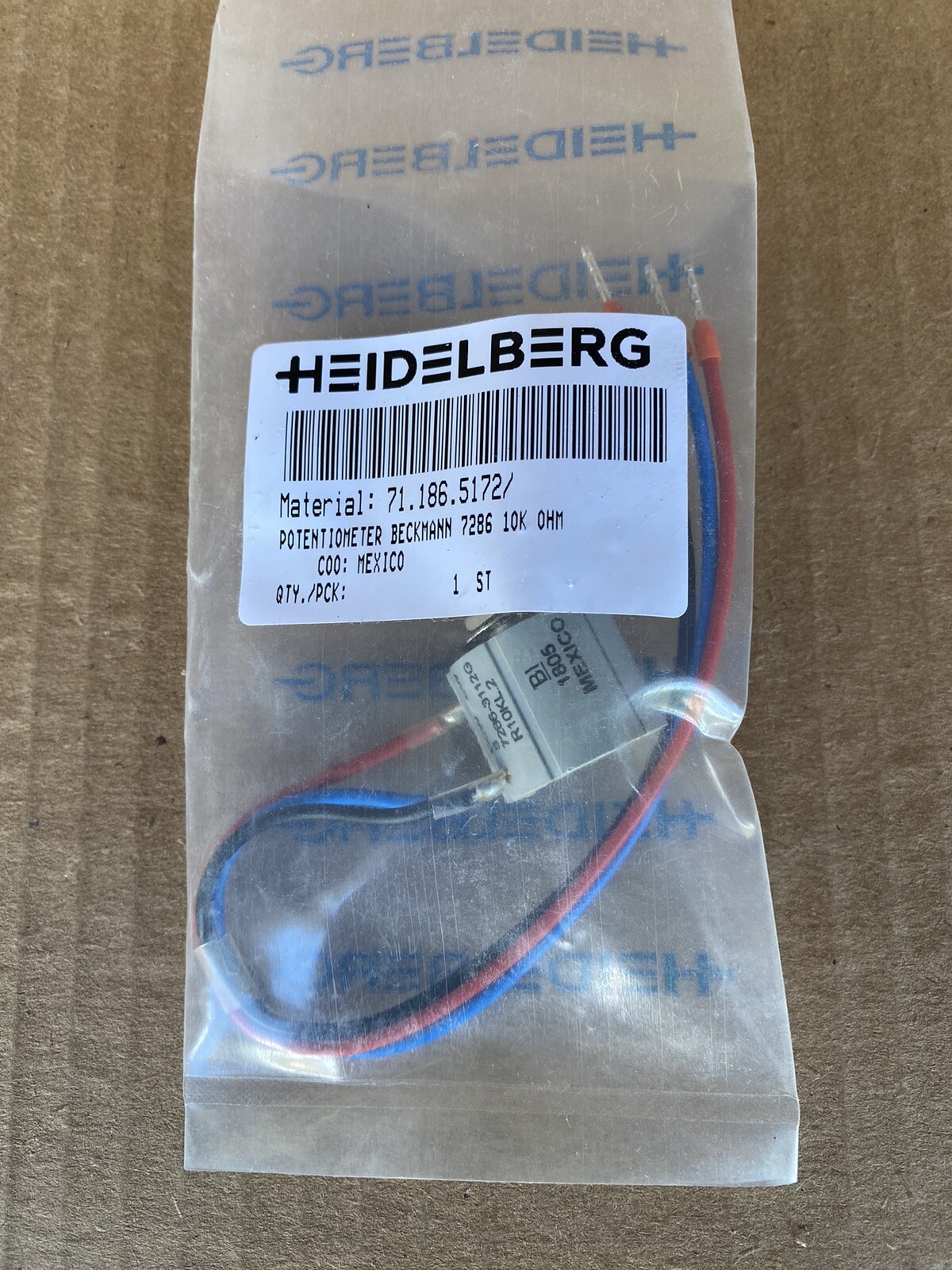 Original  Heidelberg Potentiometer 71.186.5172/ From Germany Brand New