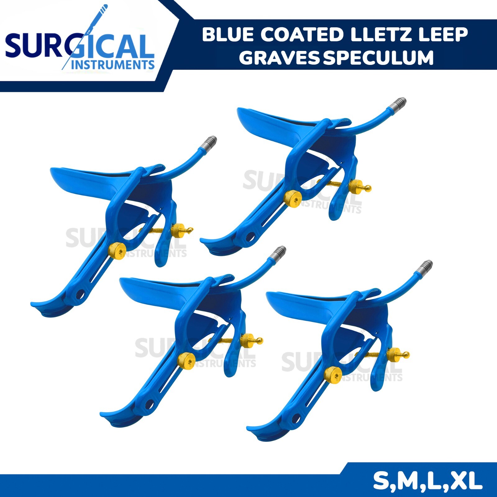 4 Pcs Blue Coated LLETZ LEEP Graves Vaginal Speculum Small Medium Large X-Large