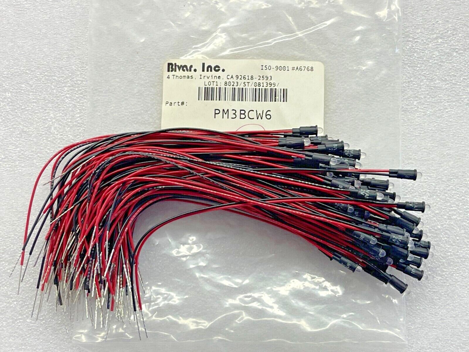 (22 PIECE LOT) PM3BCW6, BIVAR, PANEL MOUNT LED, GREEN, RED 20MA W/WIRE 6"