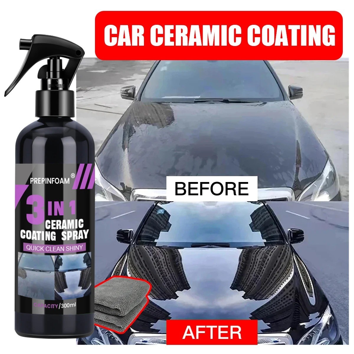 3 in 1 Car Ceramic Coating Nano Crystal Hydrophobic Polish Paint Protector
