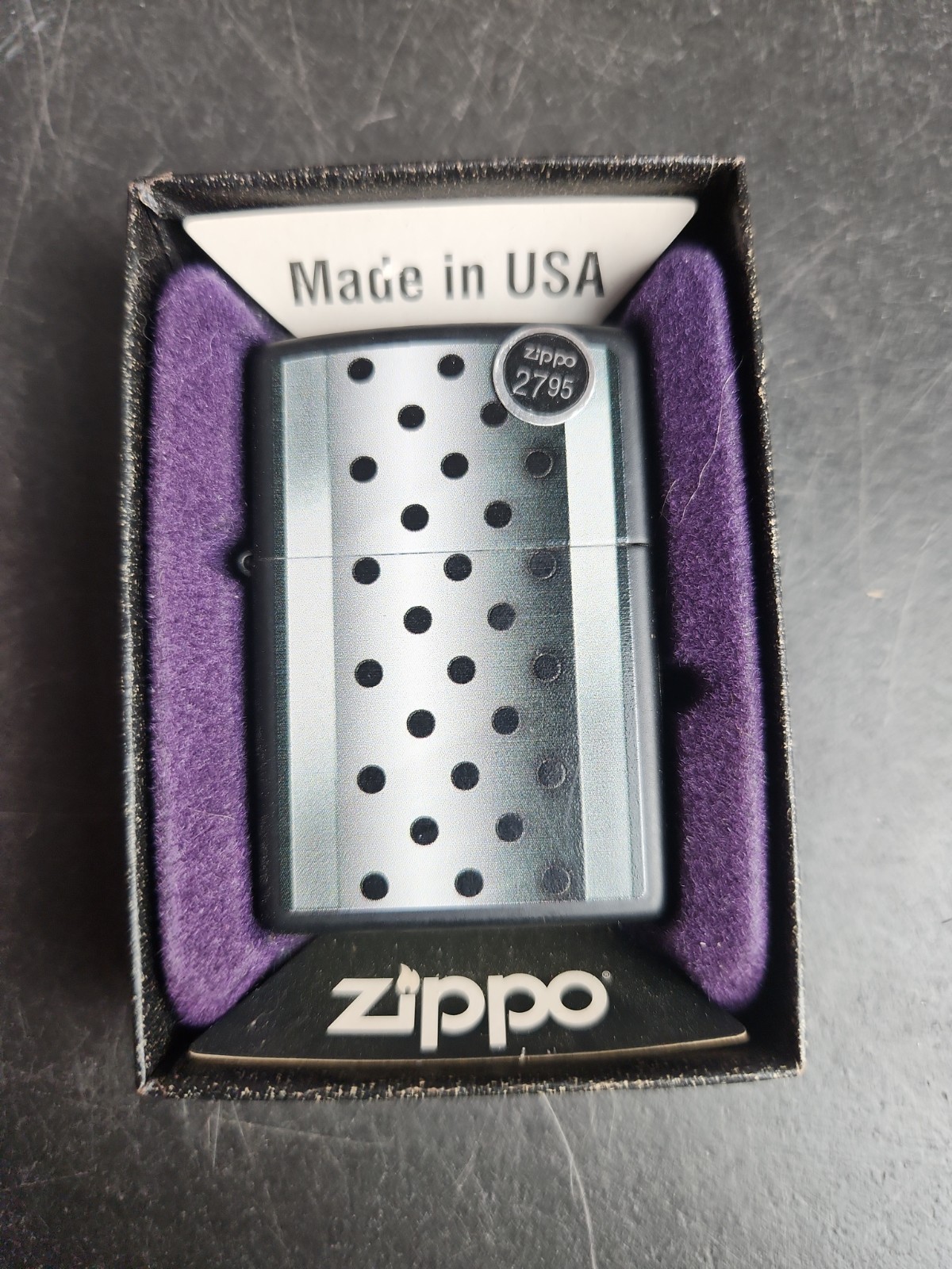 Zippo Black Matte with Dots W/ Box 2013