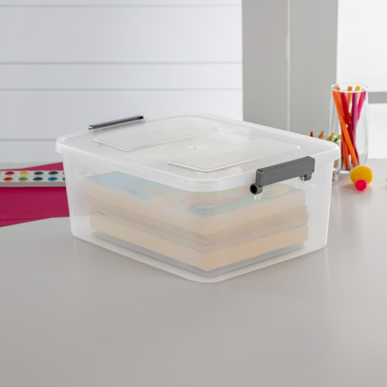 (3 Pack) 12.7 Qt. Clear Plastic Modular ID Latch Box