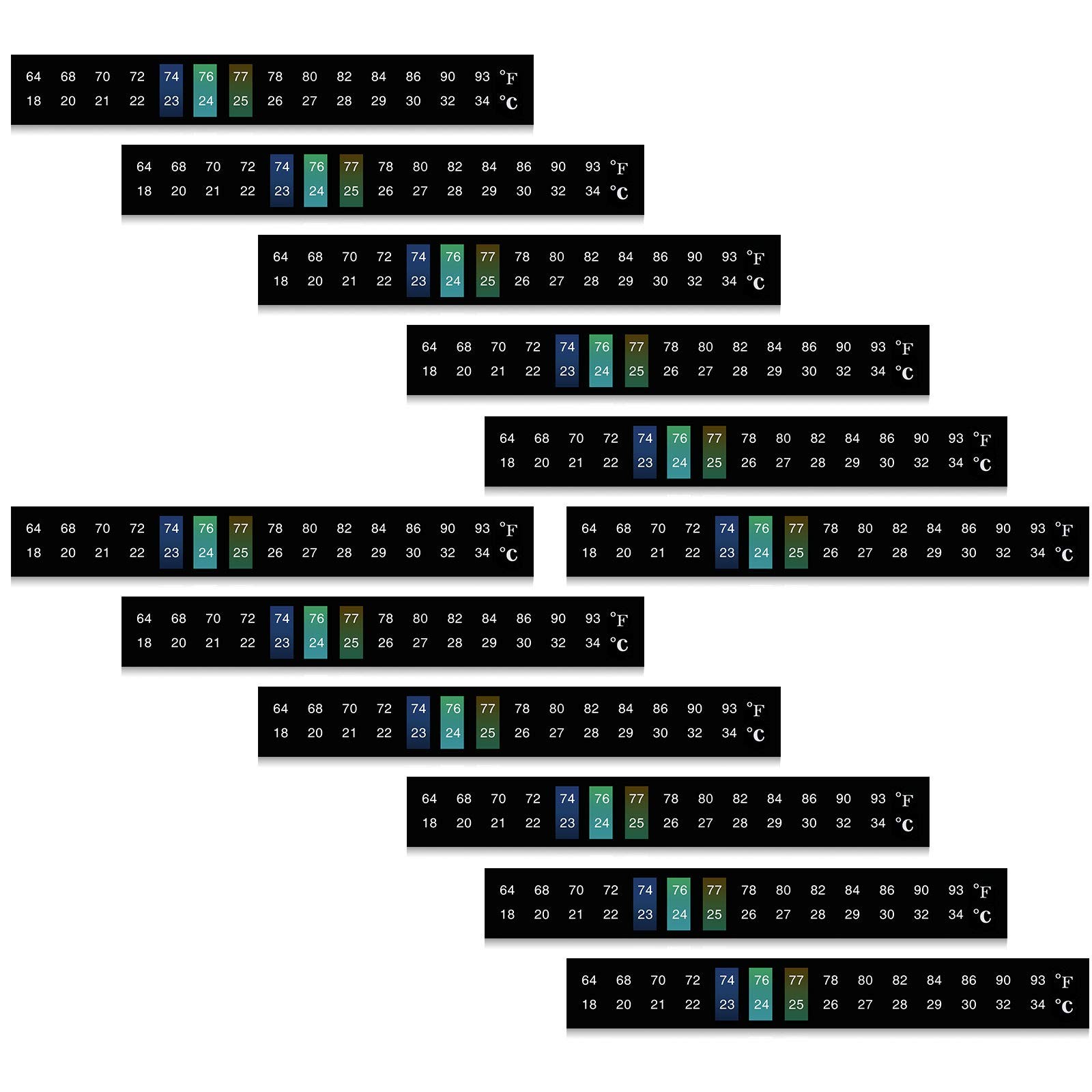 Zonon 12 Pcs Stick on Thermometer Strips Horizontal Stickers...