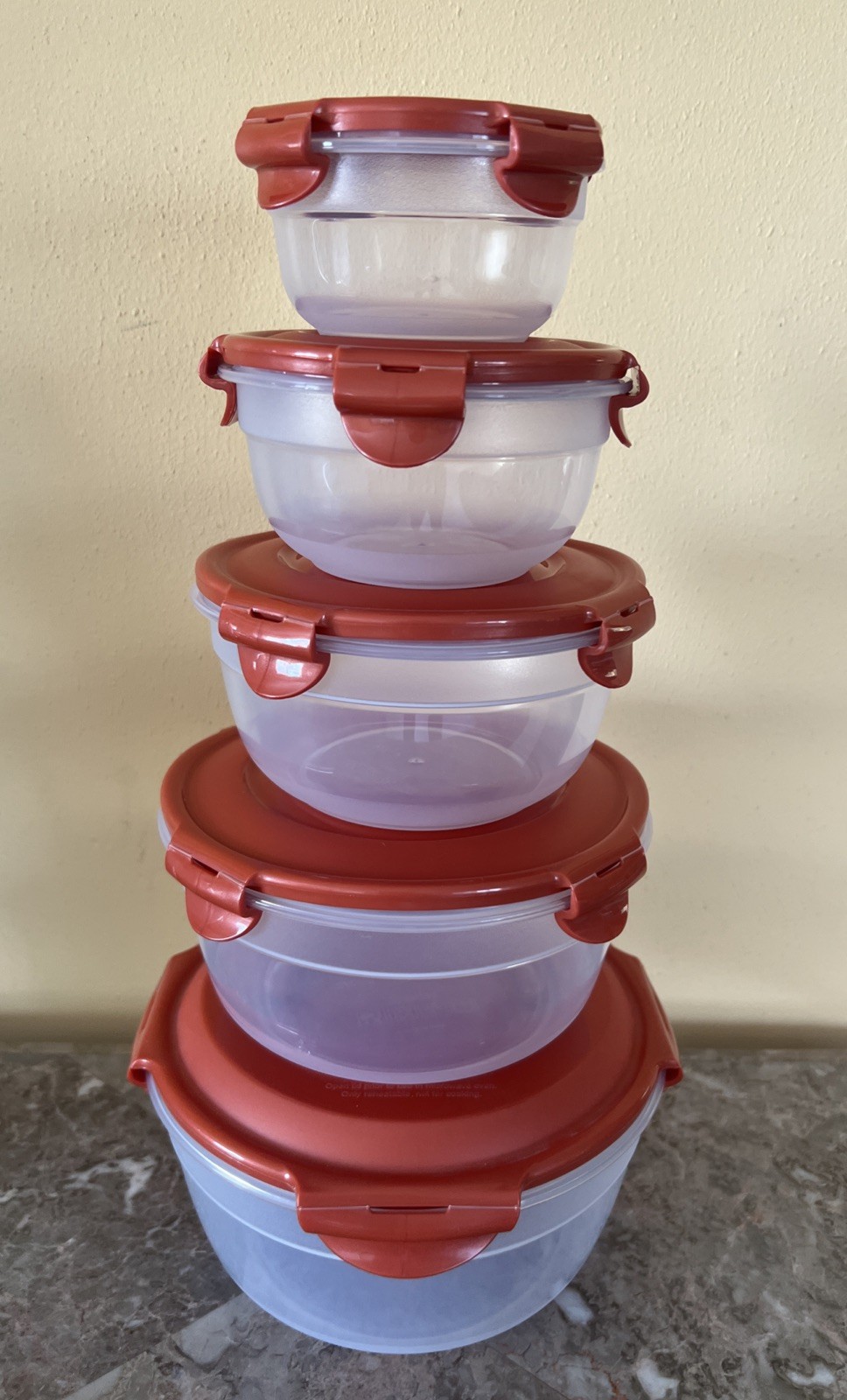 Lock N Lock Food Storage Containers  Nestable Round Bowls Set of 5 Copper Lids