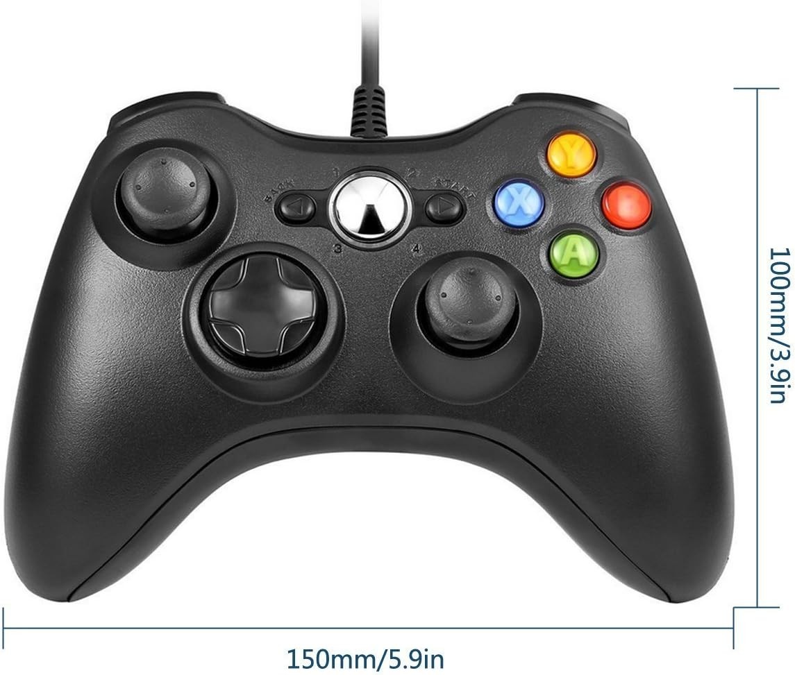 Xbox 360 Wired controller Gamepad Controller for 360(Black) Black