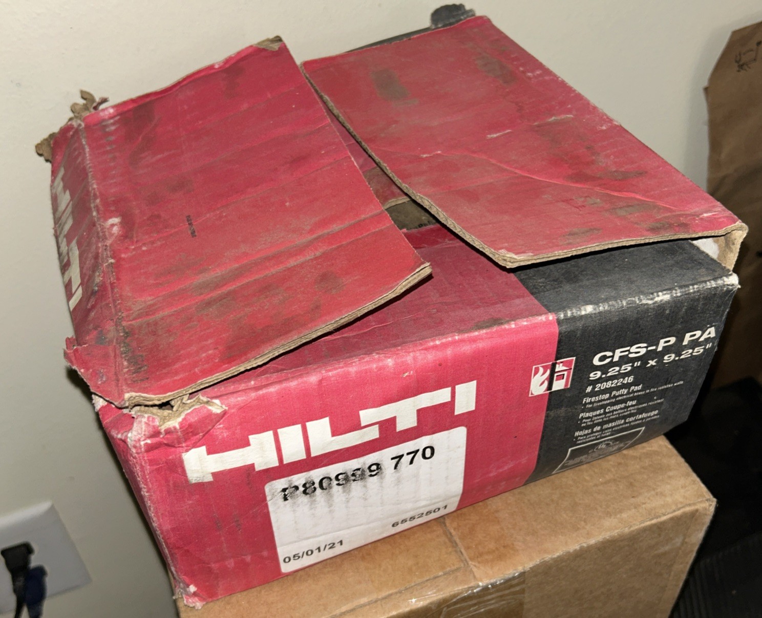 x18 - Hilti CFS-P PA, #2082246 9.25” x 9.25" Firestop Putty Pads 18pcs Total New