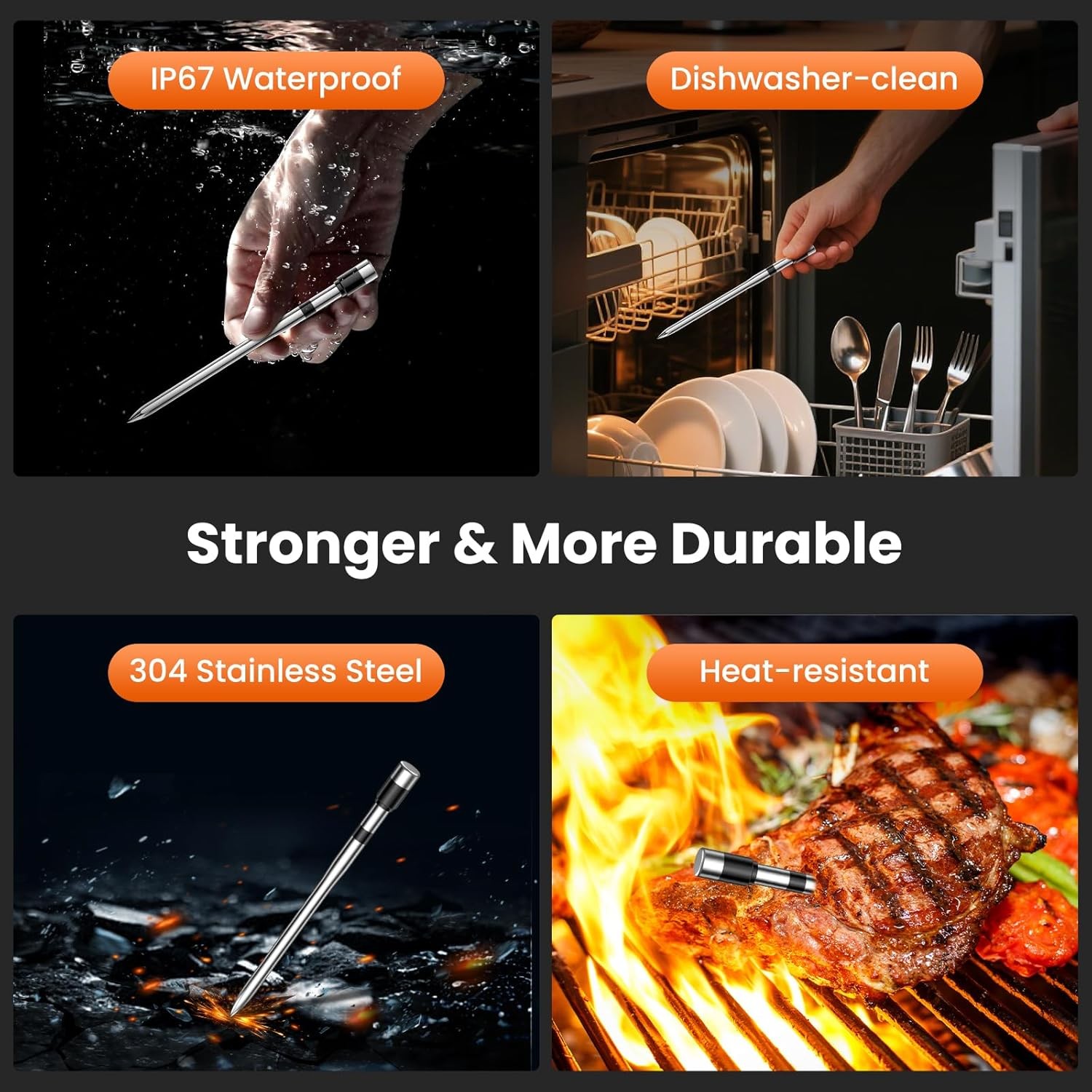 Wireless Meat Thermometer Digital-5.3 Bluetooth Stable 800ft APP Control