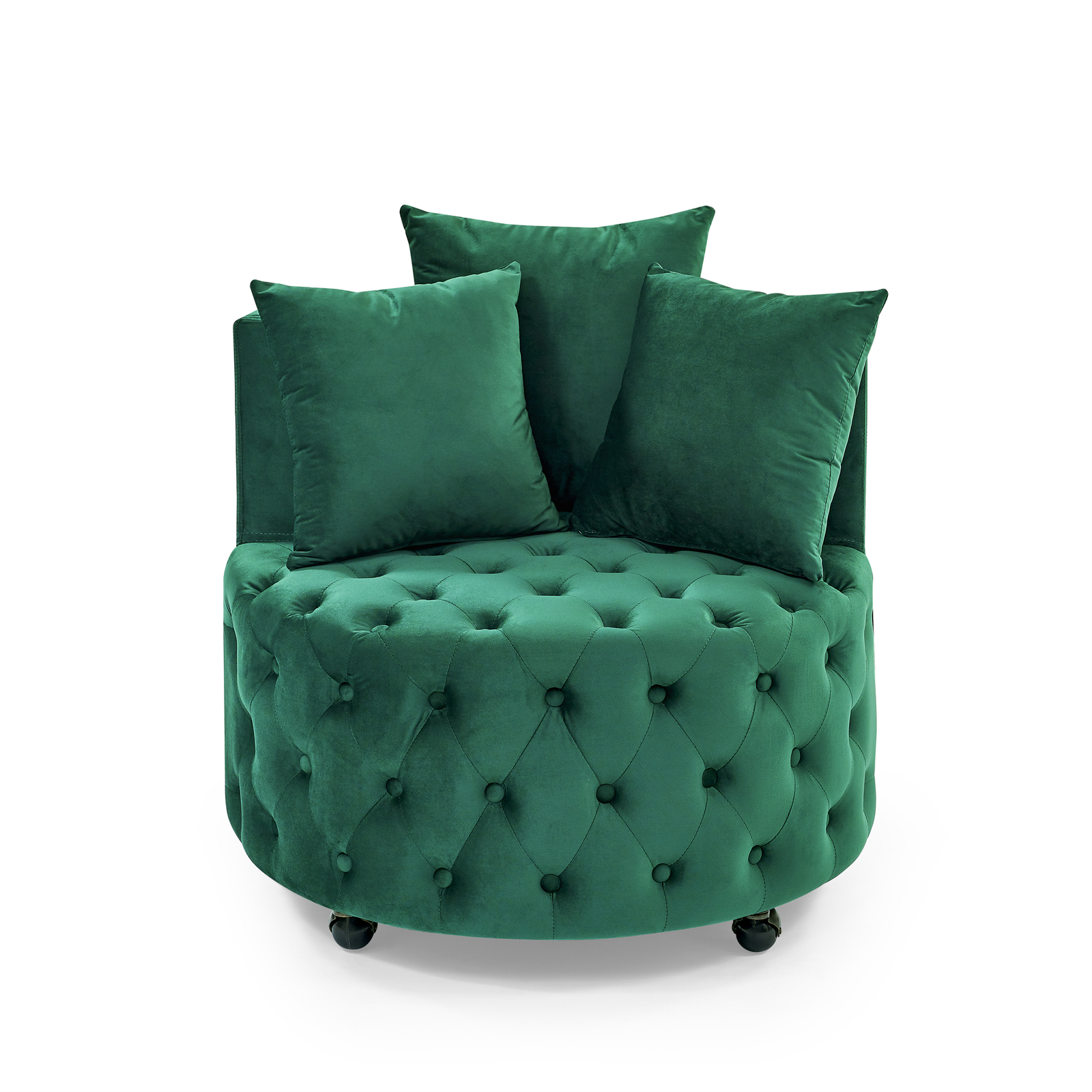 Velvet Upholstered Accent Chair Sofa Lounge Club Round Chair Living Room Green