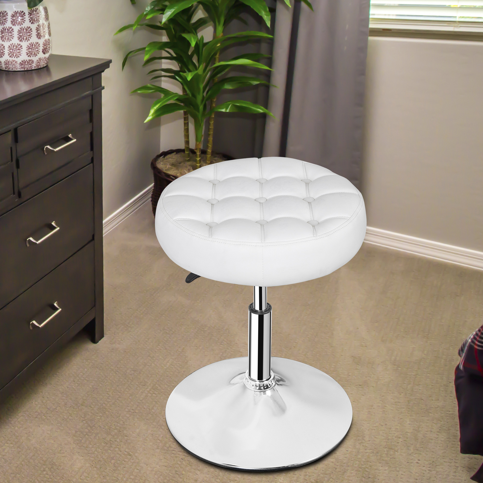 Vanity Stool 360° Swivel Makeup Stool Adjustable Ottoman for Bedroom Bathroom