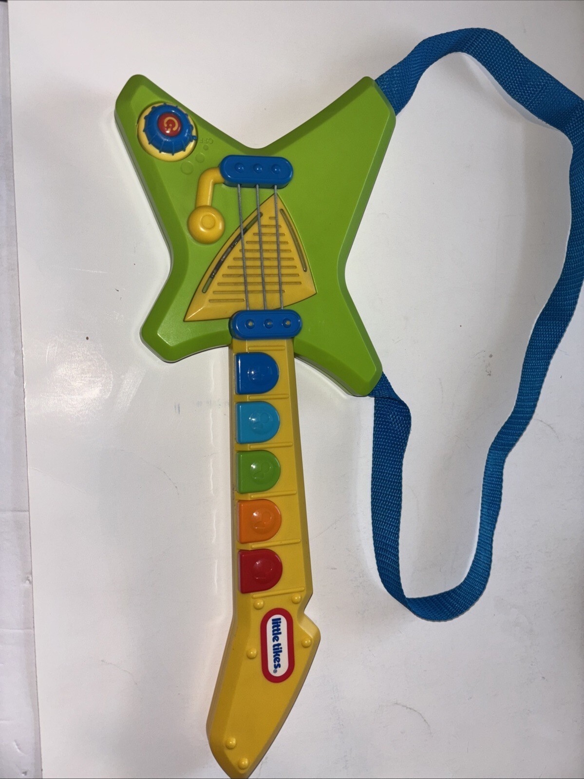 Little Tikes Pop Tunes Big Rocker Green Guitar Musical Instrument Works!!