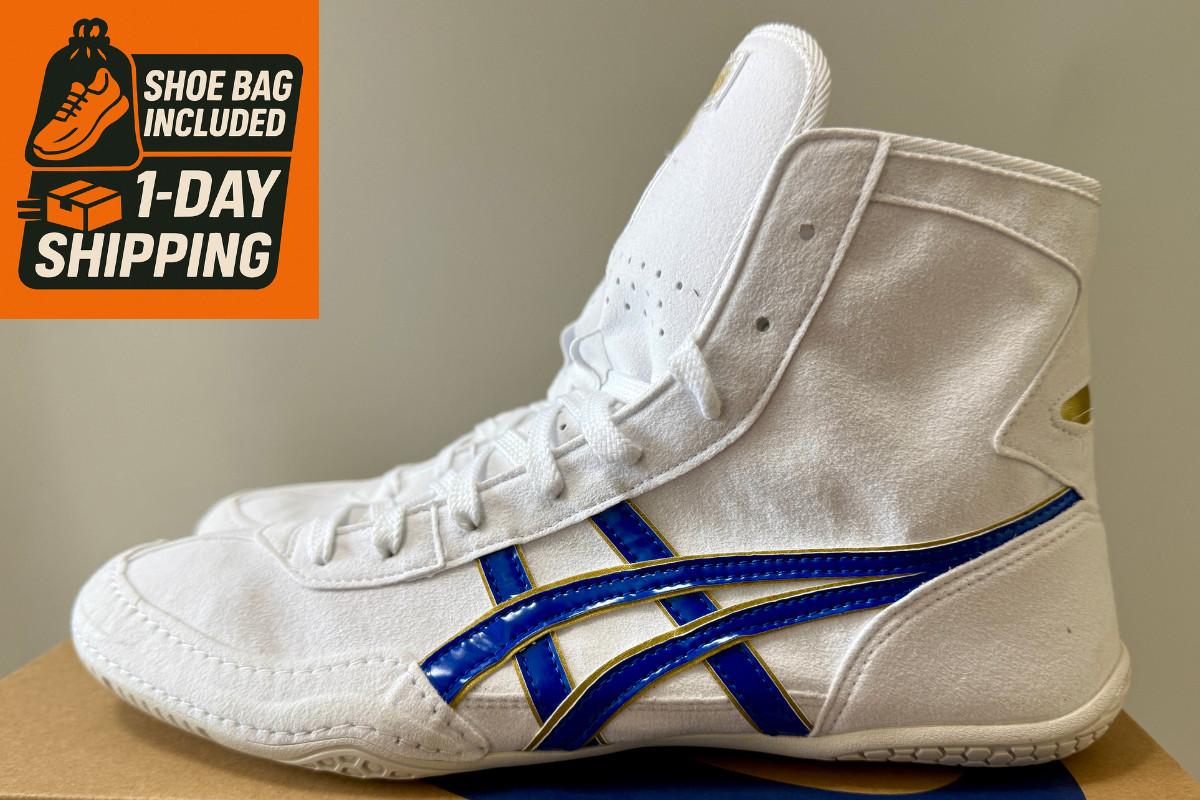 [Shoe bag]  Asics Wrestling Shoes EX-EO  1083A001 White x Blue x Gold