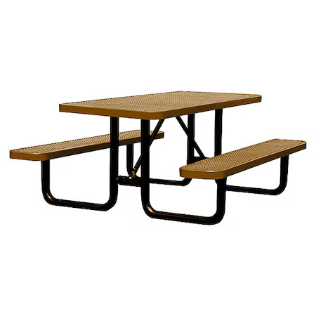 Zoro Select 4Hux1 Rectangle Picnic Table, Brown, Expanded Metal, 6 Seats, 72