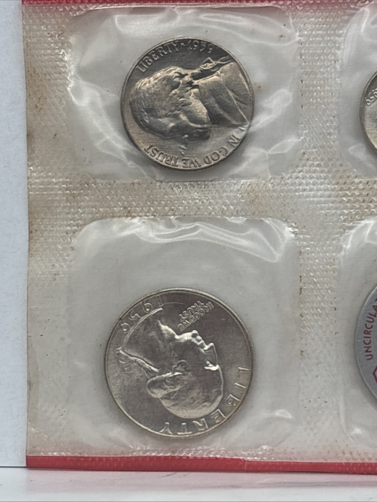 1959 Denver Mint UNCIRCULATED Set Missing Half - 90% silver quarter & dime