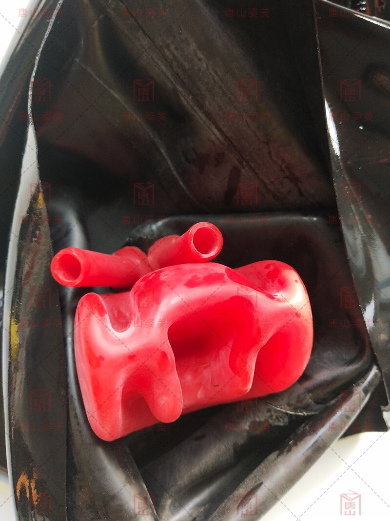latex Gummi full cover latex mask mesh eyes with red teeth nose tube 0.4mm