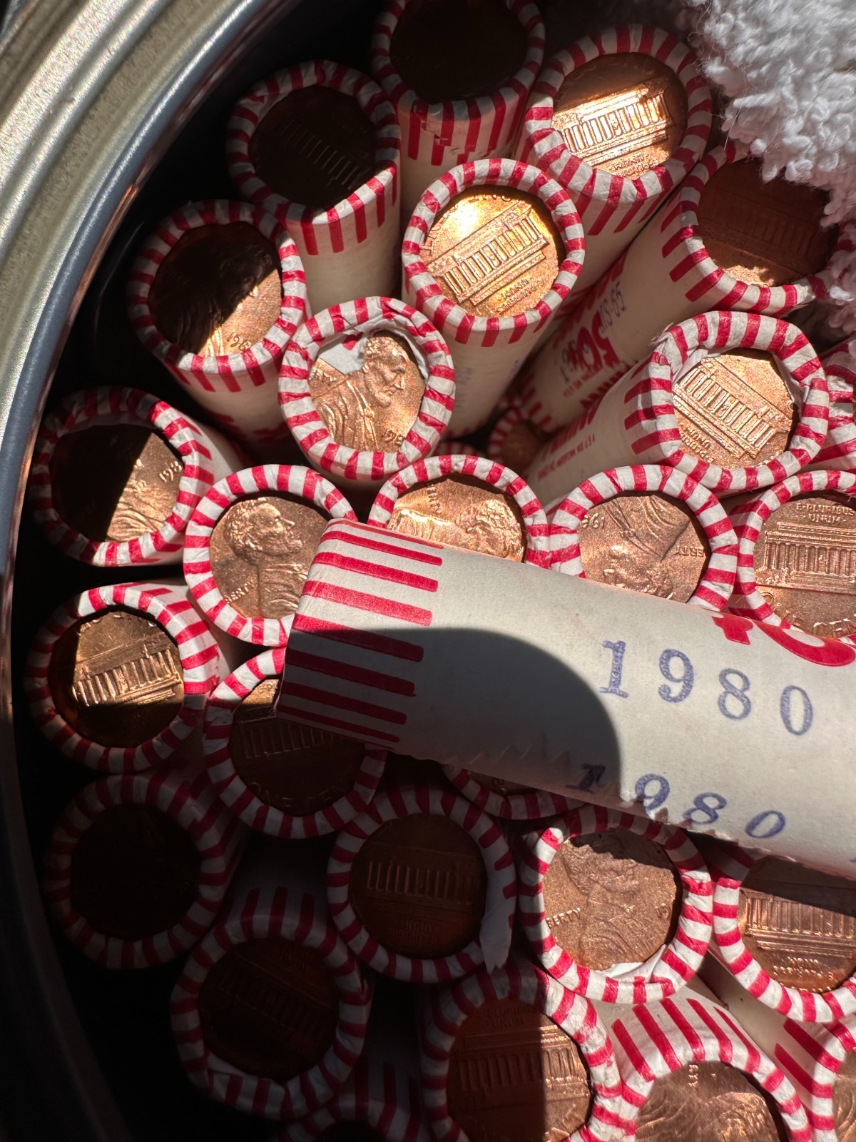 1980-P Lincoln Memorial Cent Roll MS65 BU Red Pennies Brilliant Uncirculated