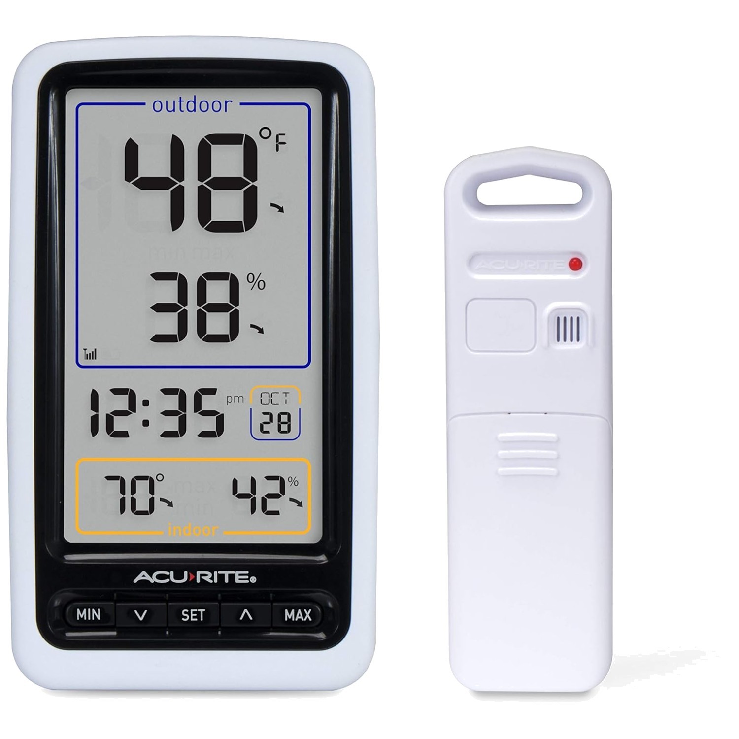 Large Display Wireless Thermometer with Trend Indicators and Humidity Tracking