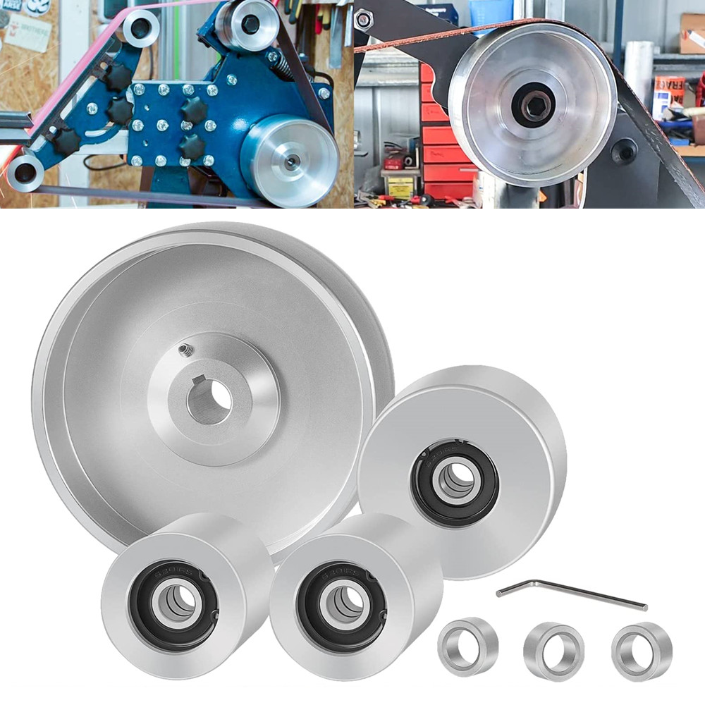 7Pcs Belt Knife Grinder 2"x72" Wheel Set 5" Drive 5/8" Bore 3" Track 2" Idler