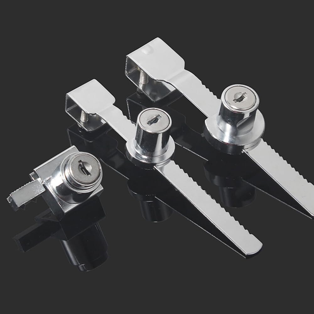 2Pcs Sliding Glass Door Ratchet Lock Drawer Display Case Showcase Lock Keyed