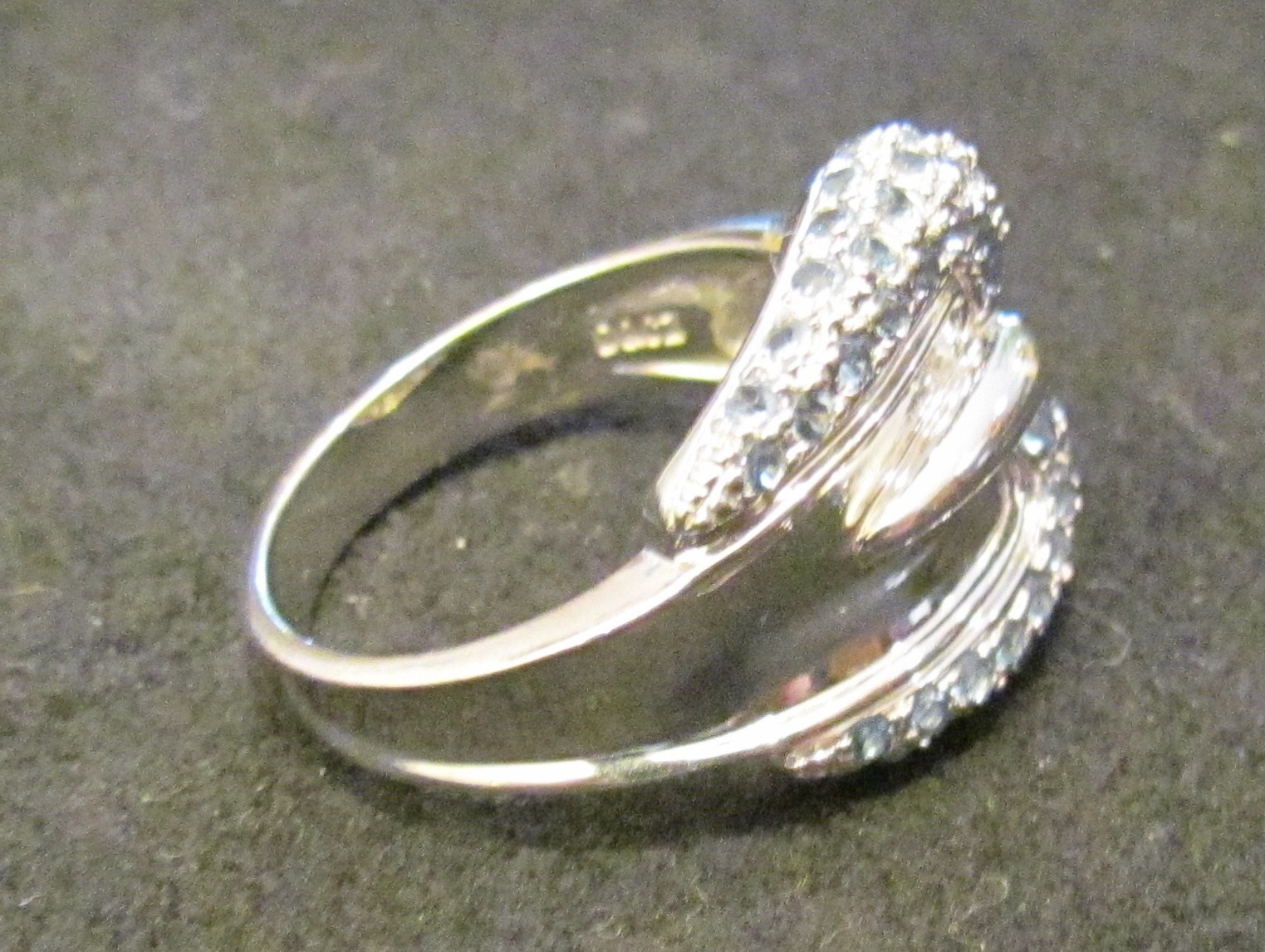 Ring Silver 925 Rodinated with Blue Topaz 19.1mm 60 Size