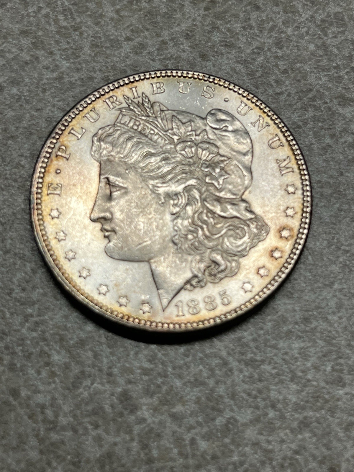 1885 Philadelphia Morgan Silver Slight Tonner Beautiful cartwheel Coin