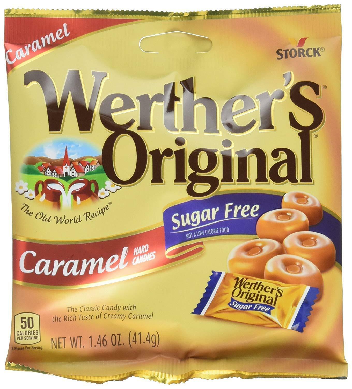 (1) Werther's Original Sugar Free Caramel Hard Candy 1.46oz. Bag German Import