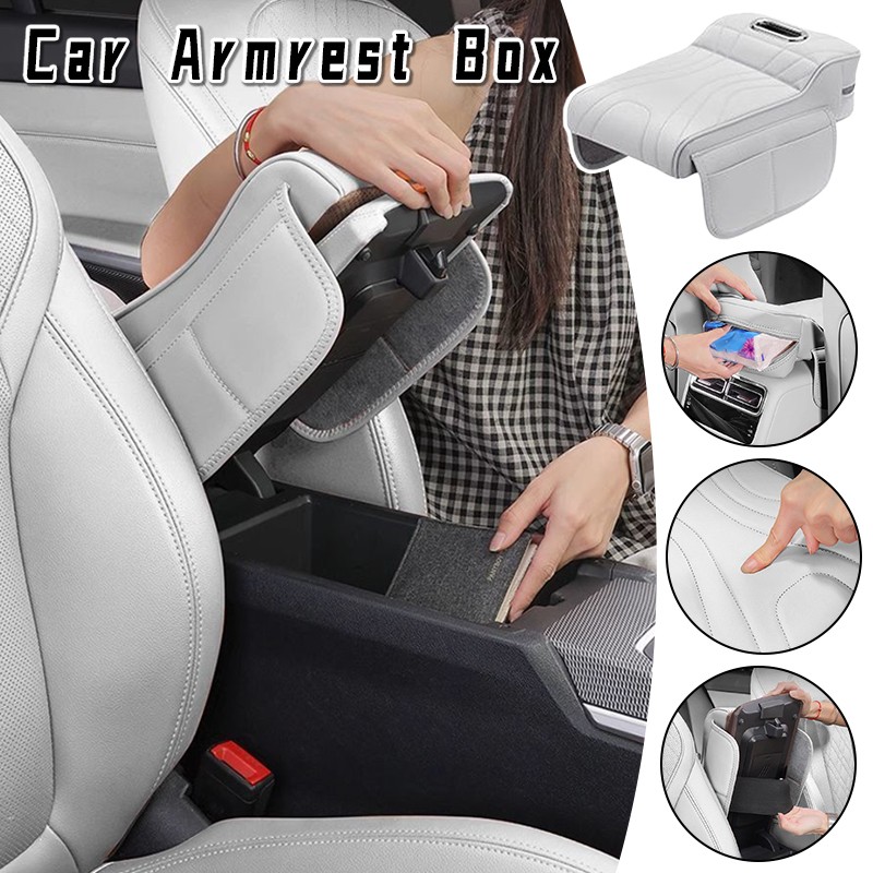 PU Car High-Rise Armrest Box Organizer Car Center Console Tissue Storage