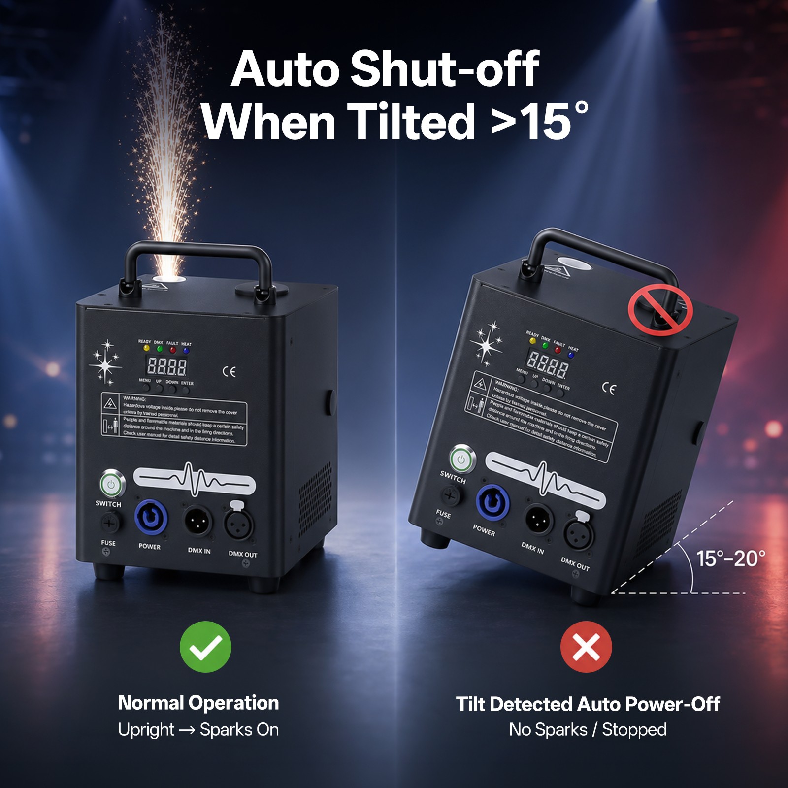 Electronic Spark Machine 800W Stage Effect Machine Firework for DJ Party Wedding