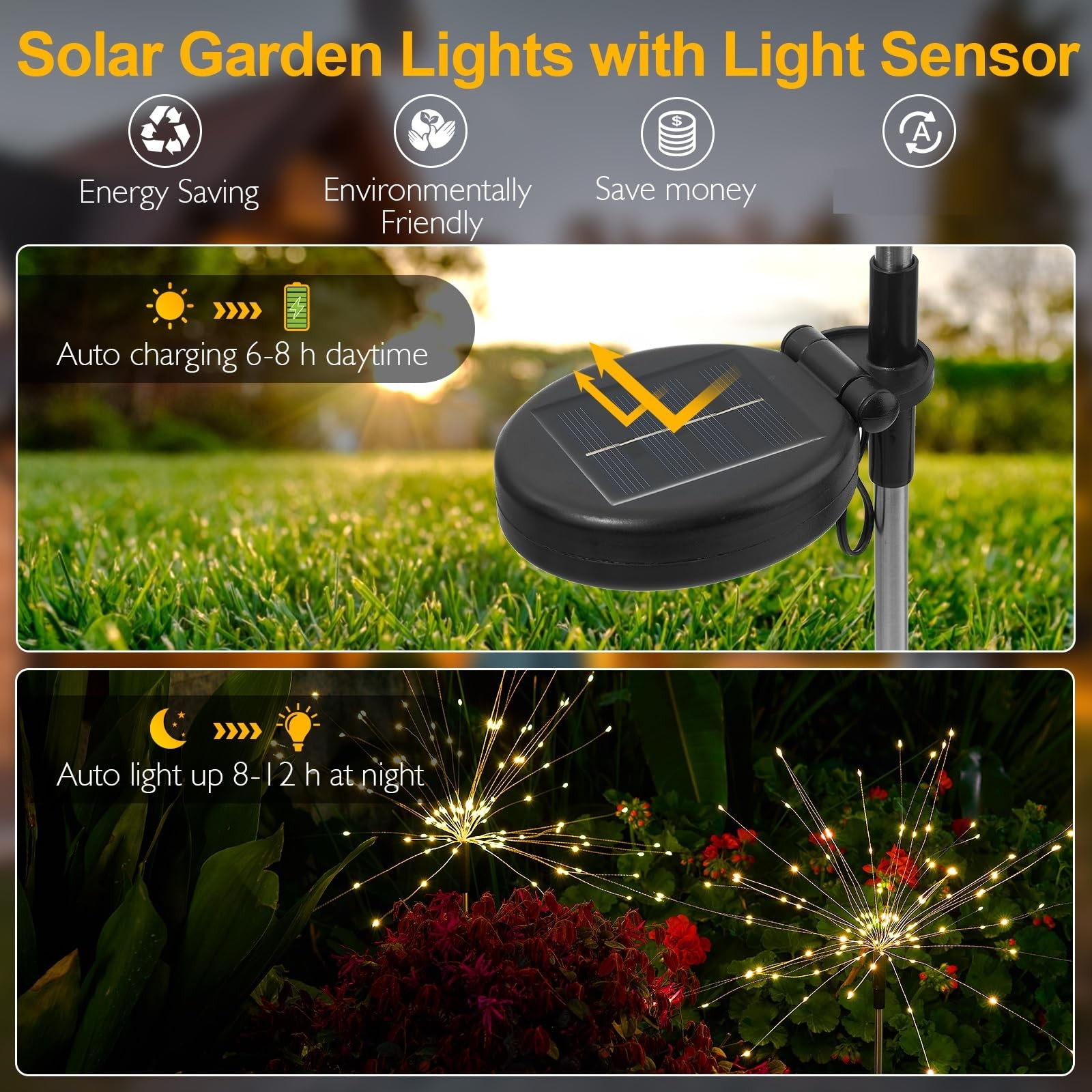 Solar Lights Outdoor, 150 LED Firework Light with 8 Modes Solar Garden Light ...
