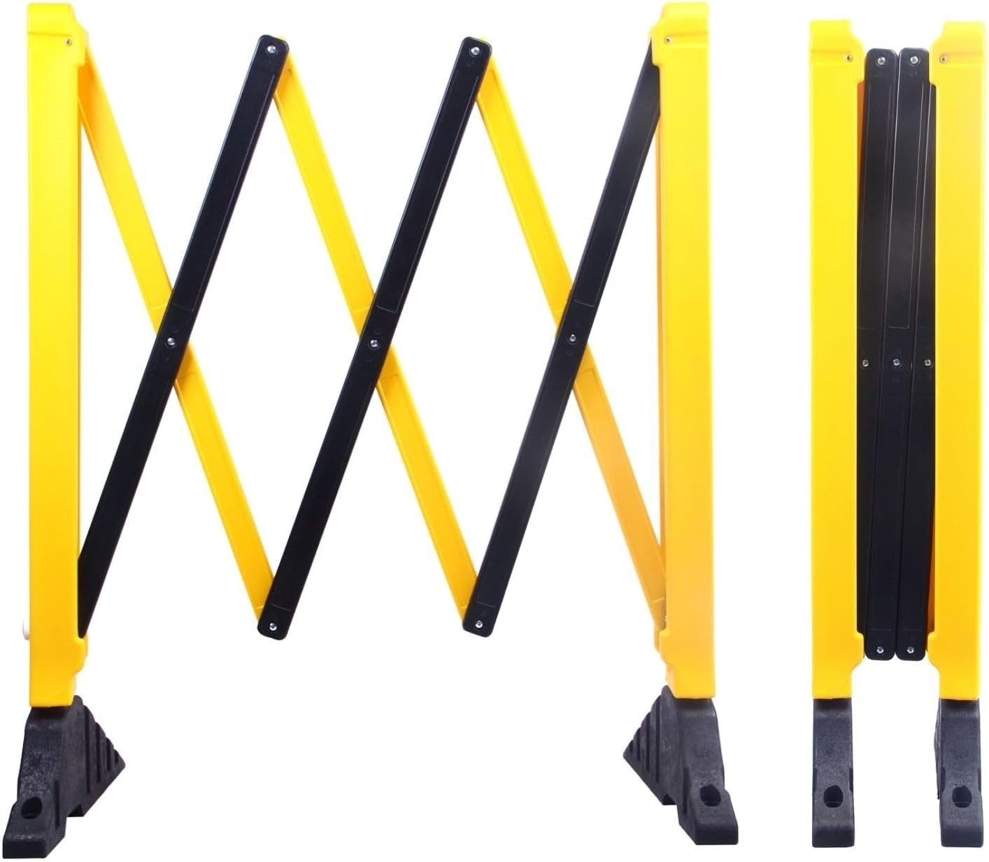 2PCS Expandable Barrier with Heavy Feet Yellow & Black Portable Driveway Barrier