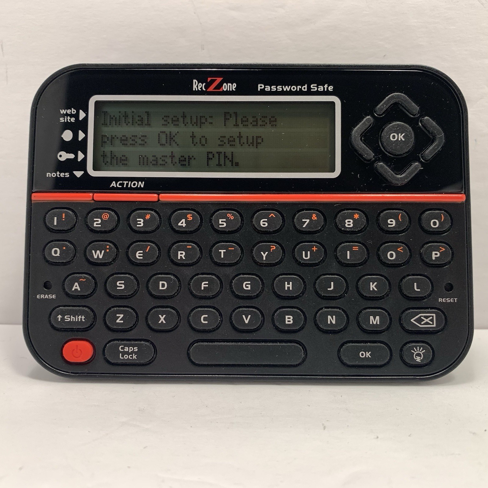 RecZone Password Safe Model 595 Backlit LCD Built In Memory Password Storage