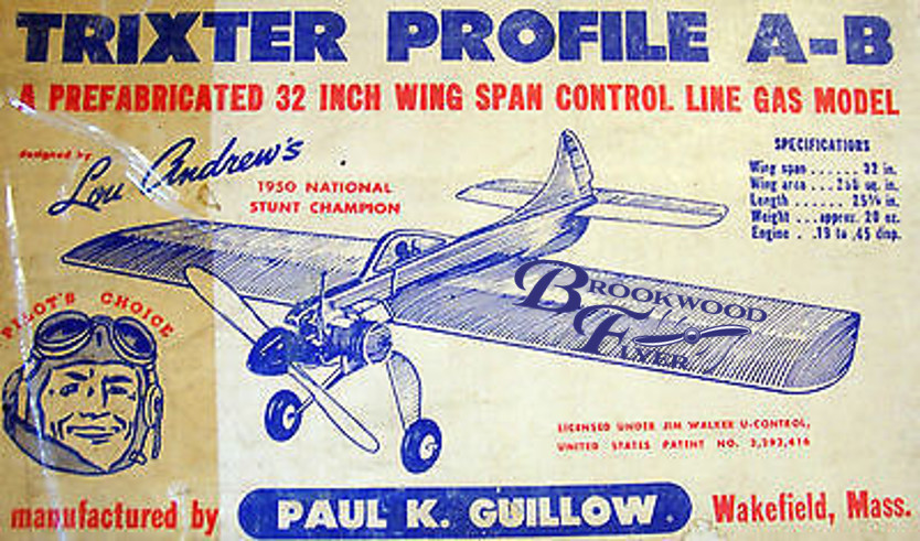 TRIXTER PROFILE A-B PLANS & PARTS PATTERNS to Build OT UC Stunt Model Airplane