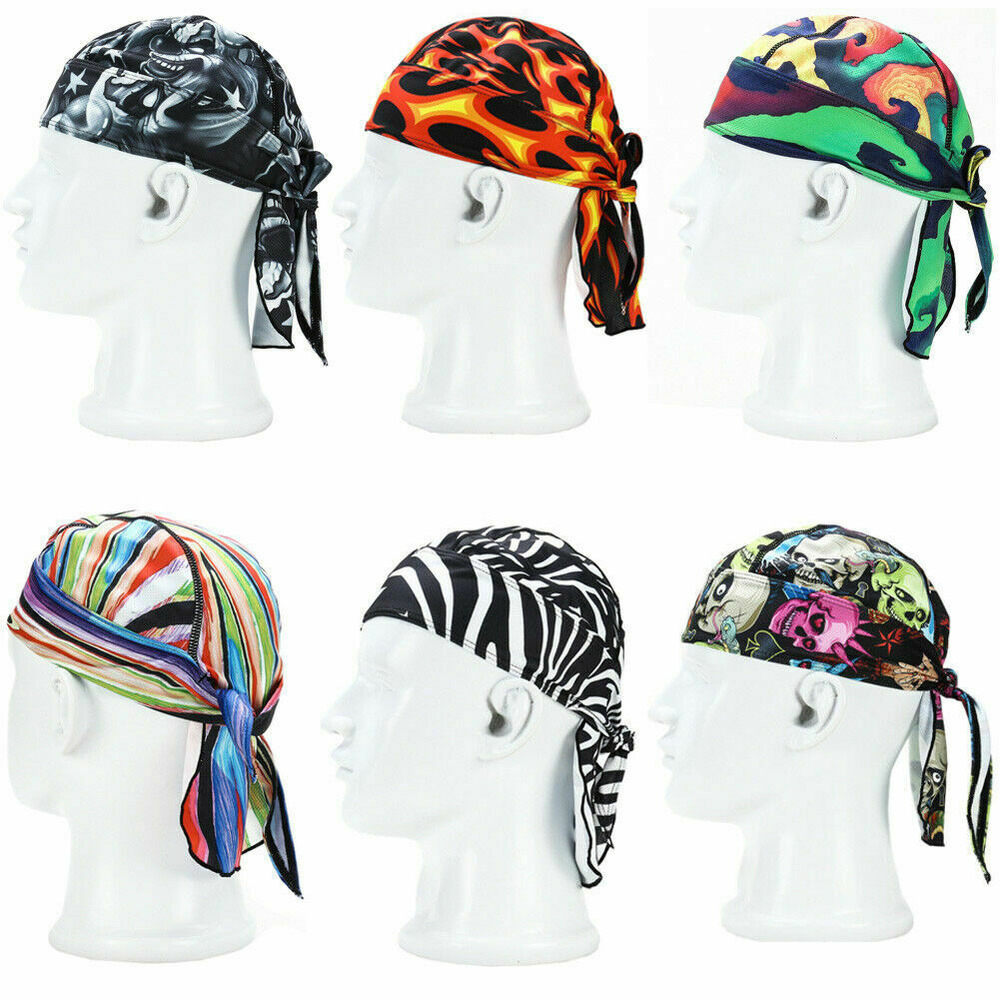 Durag Unisex Wave Cap Hat Doo Rag Biker Quick Dry Head Wrap Skull Cap Du-rag Hat