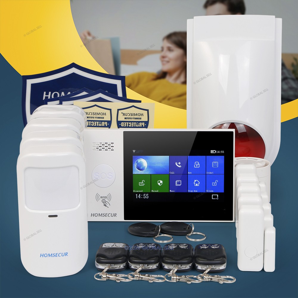 HOMSECUR Wireless WIFI 4G RFID LCD Home House Alarm System+PIR+5*Door Sensor