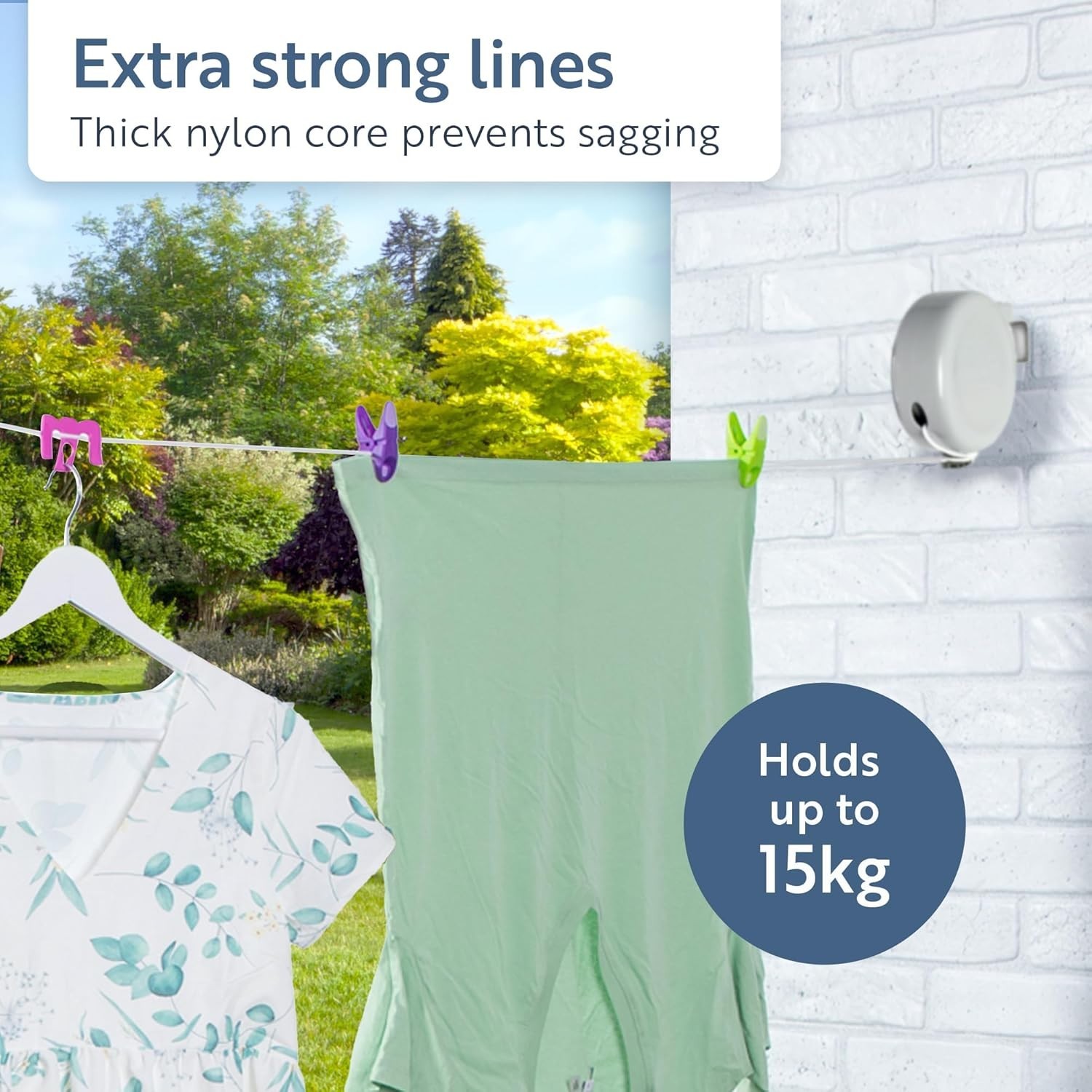 Energy-Saving 49ft Heavy Duty Retractable Clothesline - PVC Coated Gray Design