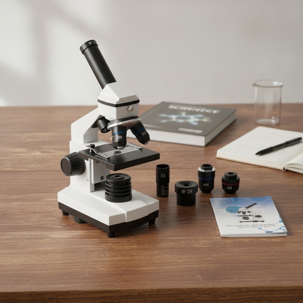 Compound Microscope, 100X-2000X, LED Light, Smartphone Adapter, White