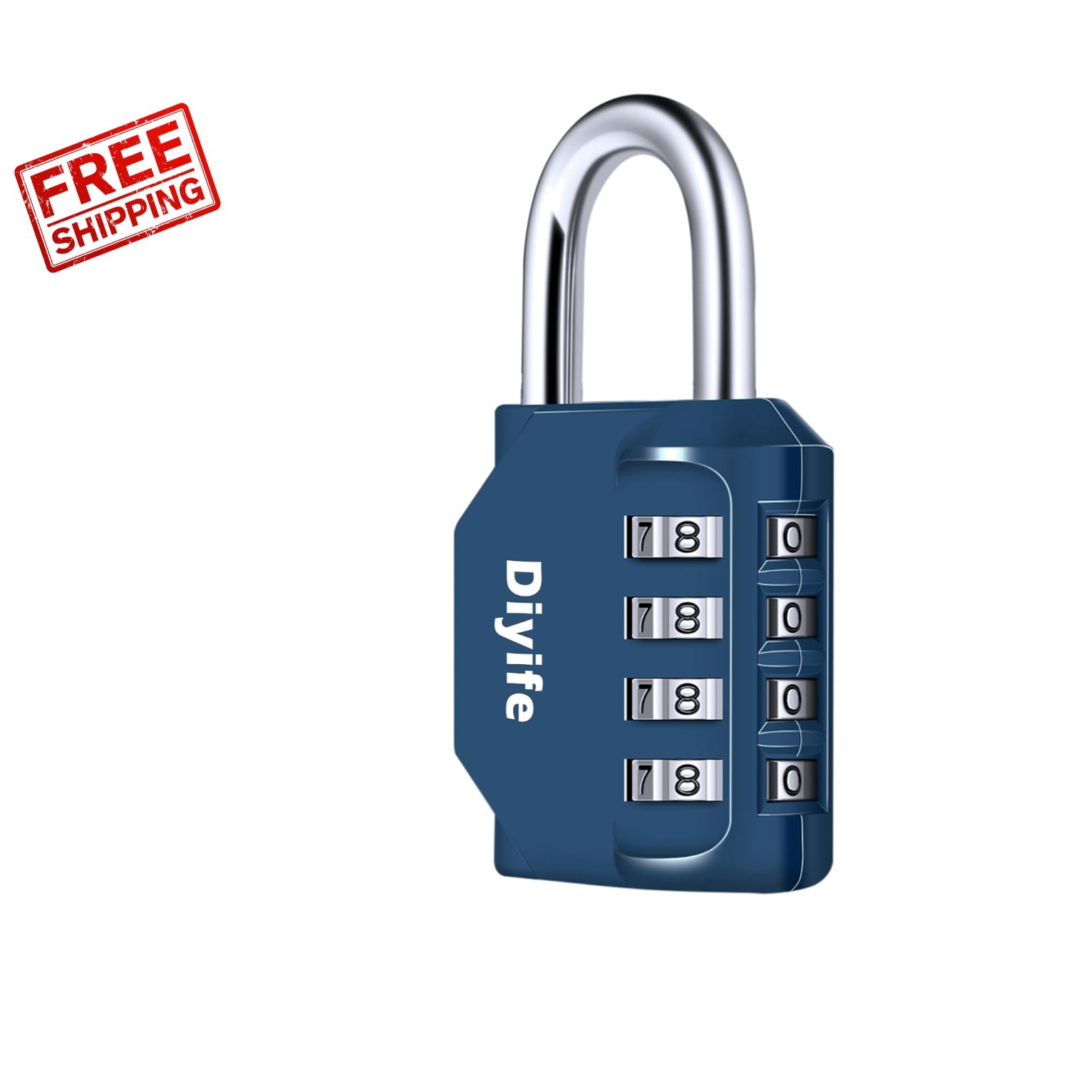 Durable 4-Digit Combination Lock for Gym Lockers, Toolboxes & Fences - Dark Blue