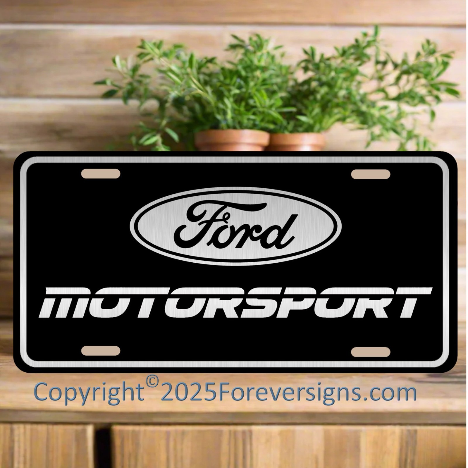 Ford  Motorsport Laser Etched Black and Brushed Aluminum License Plate New