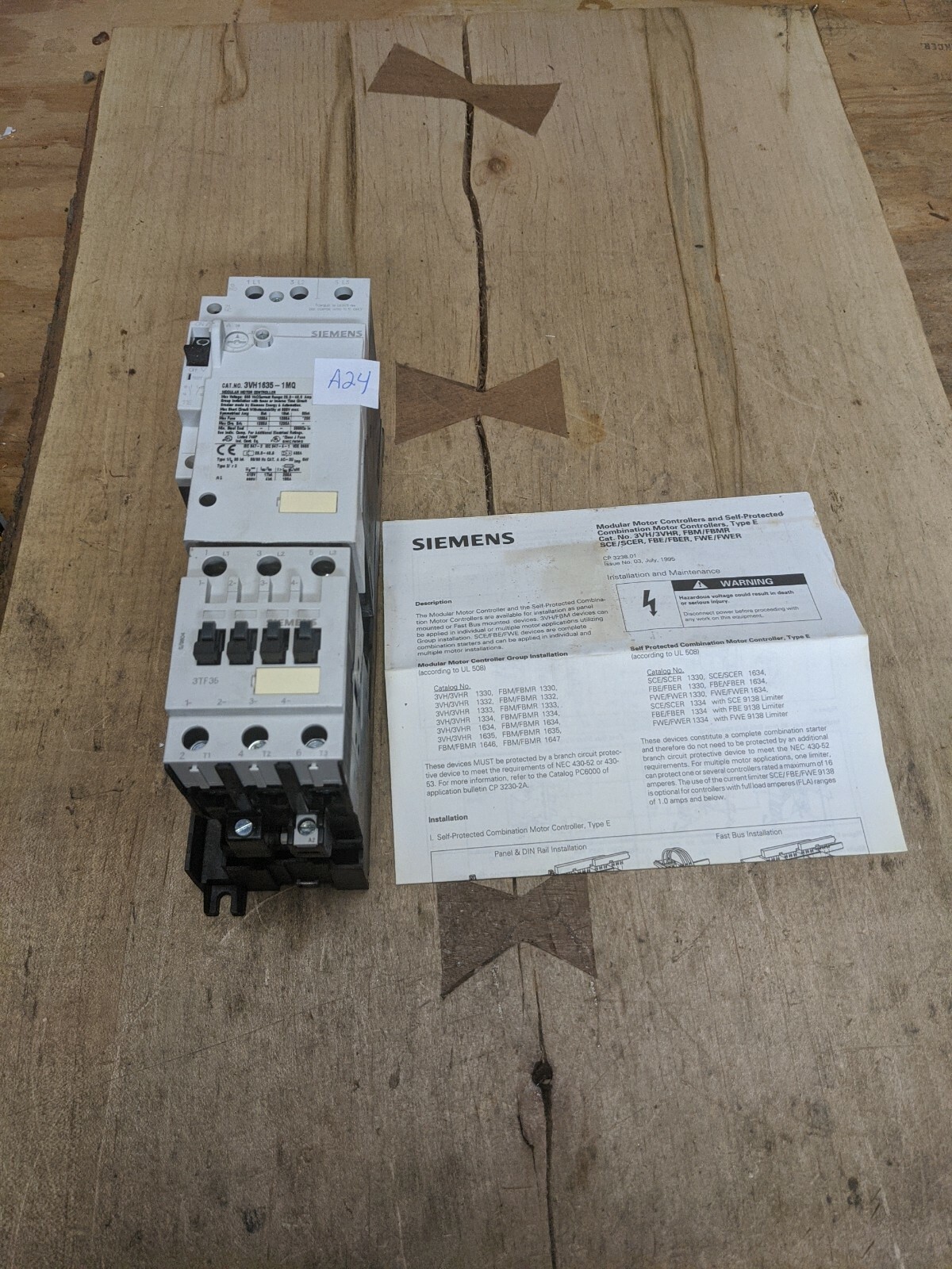 Siemens 3VH1635-1MQ Modular Motor Controller W / 3TF3500-0A