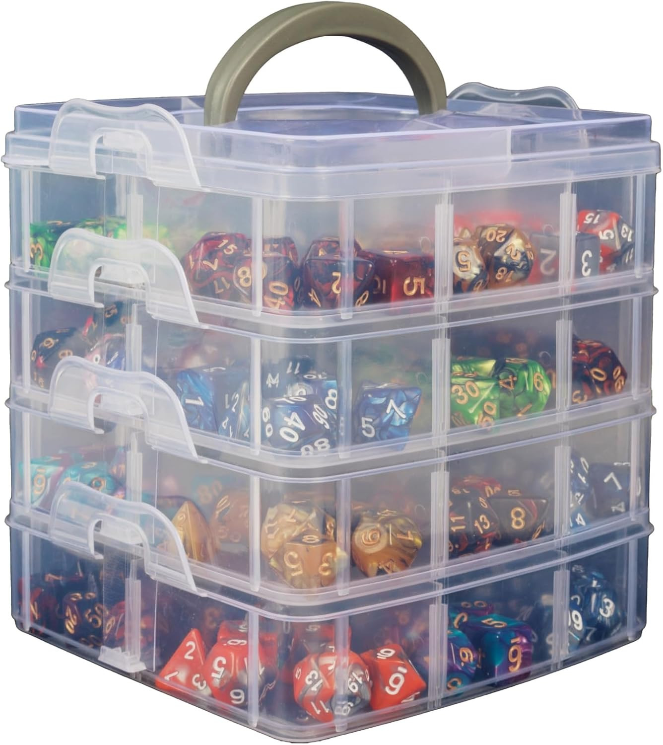 DND Dice Storage Box With Removable Dividers Polyhedral Dice Plastic