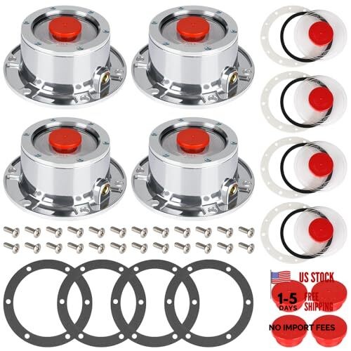 4 Pack 343-4009 Trailer Hub Caps with Oil Window Cover Kit 4 Set 4PCS SET
