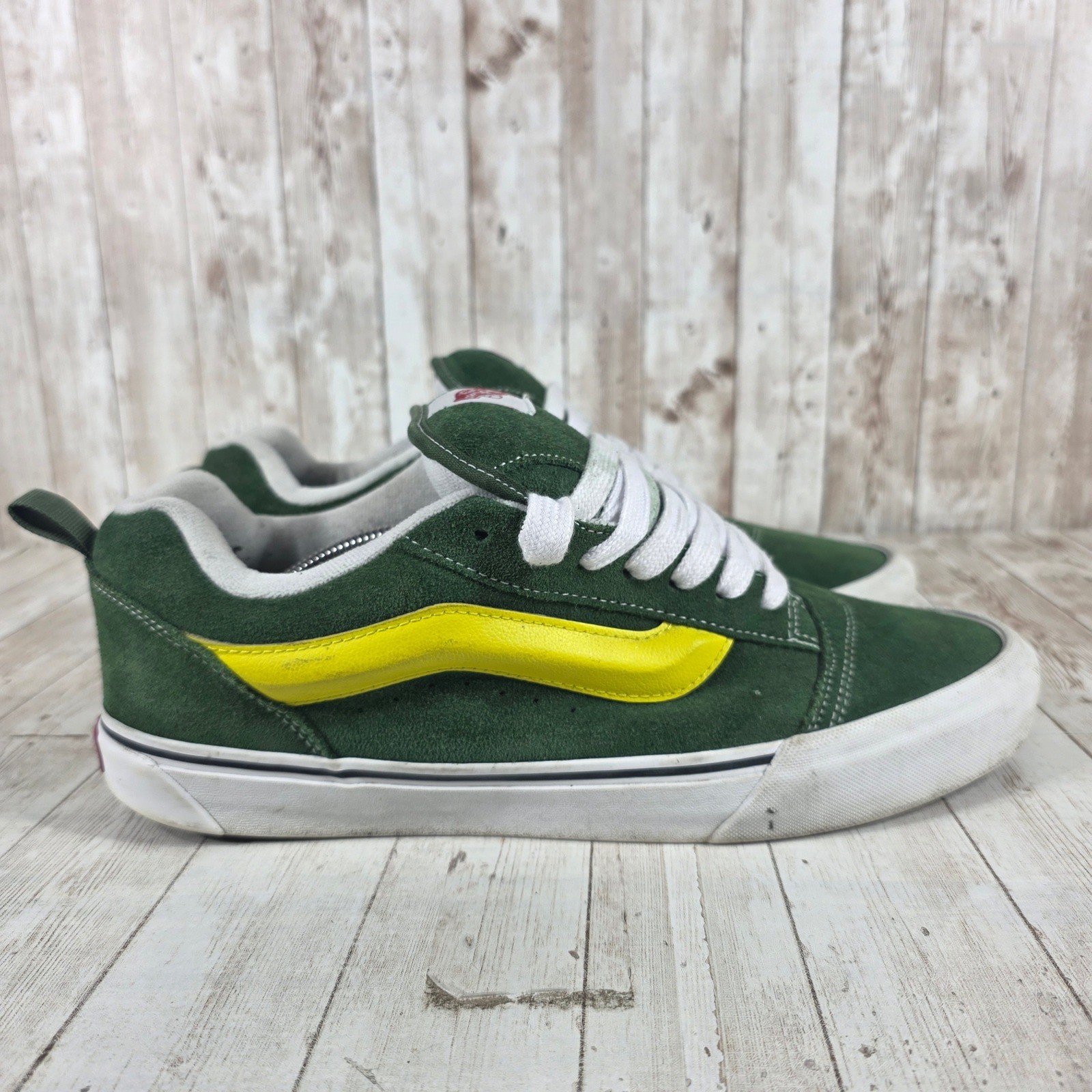 Vans Knu Skool Mens 13 Green Yellow Suede Chunky Skate Shoes 721356