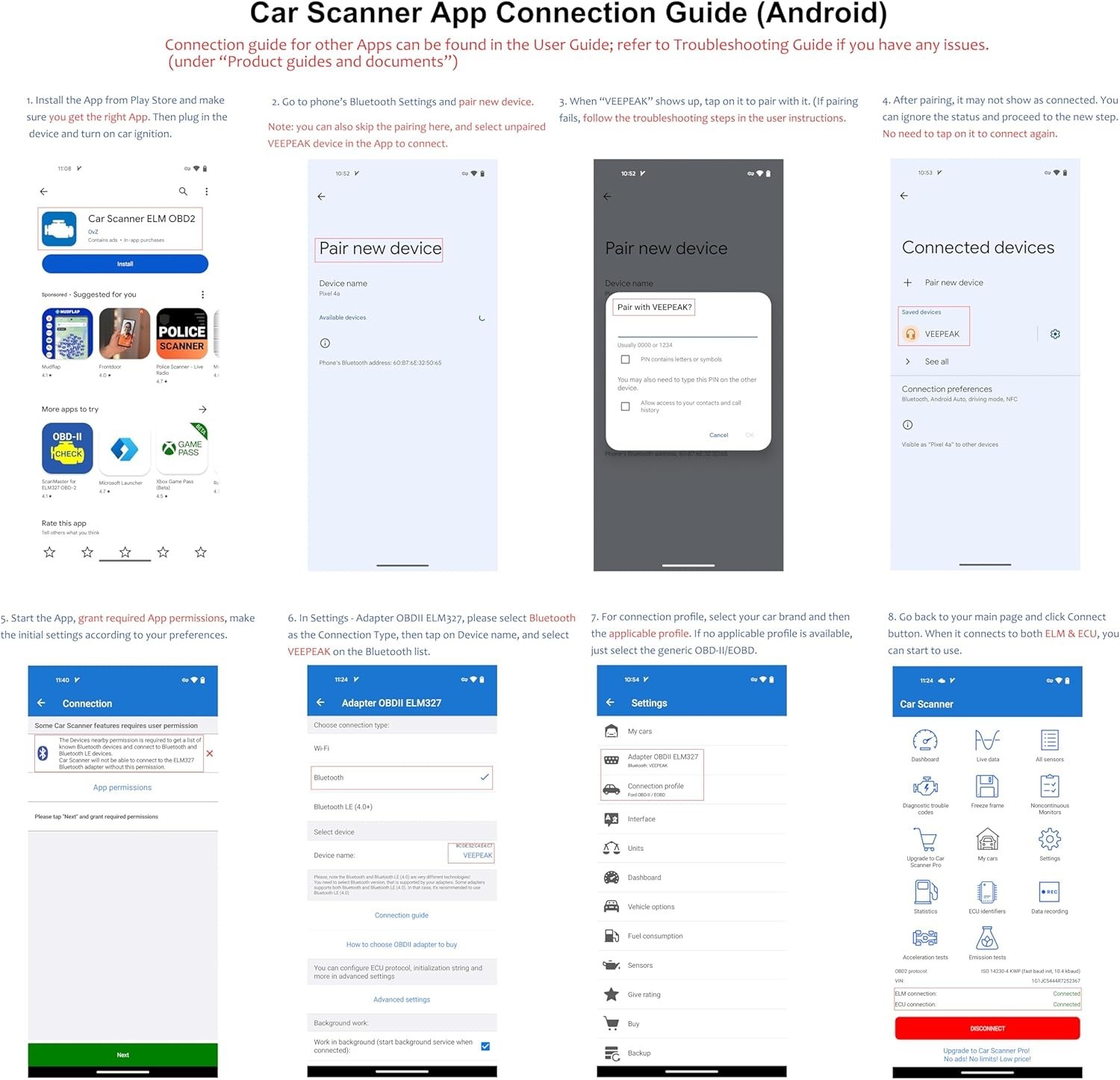Veepeak OBDCheck BLE Plus Bluetooth OBD2 Scanner iOS Android