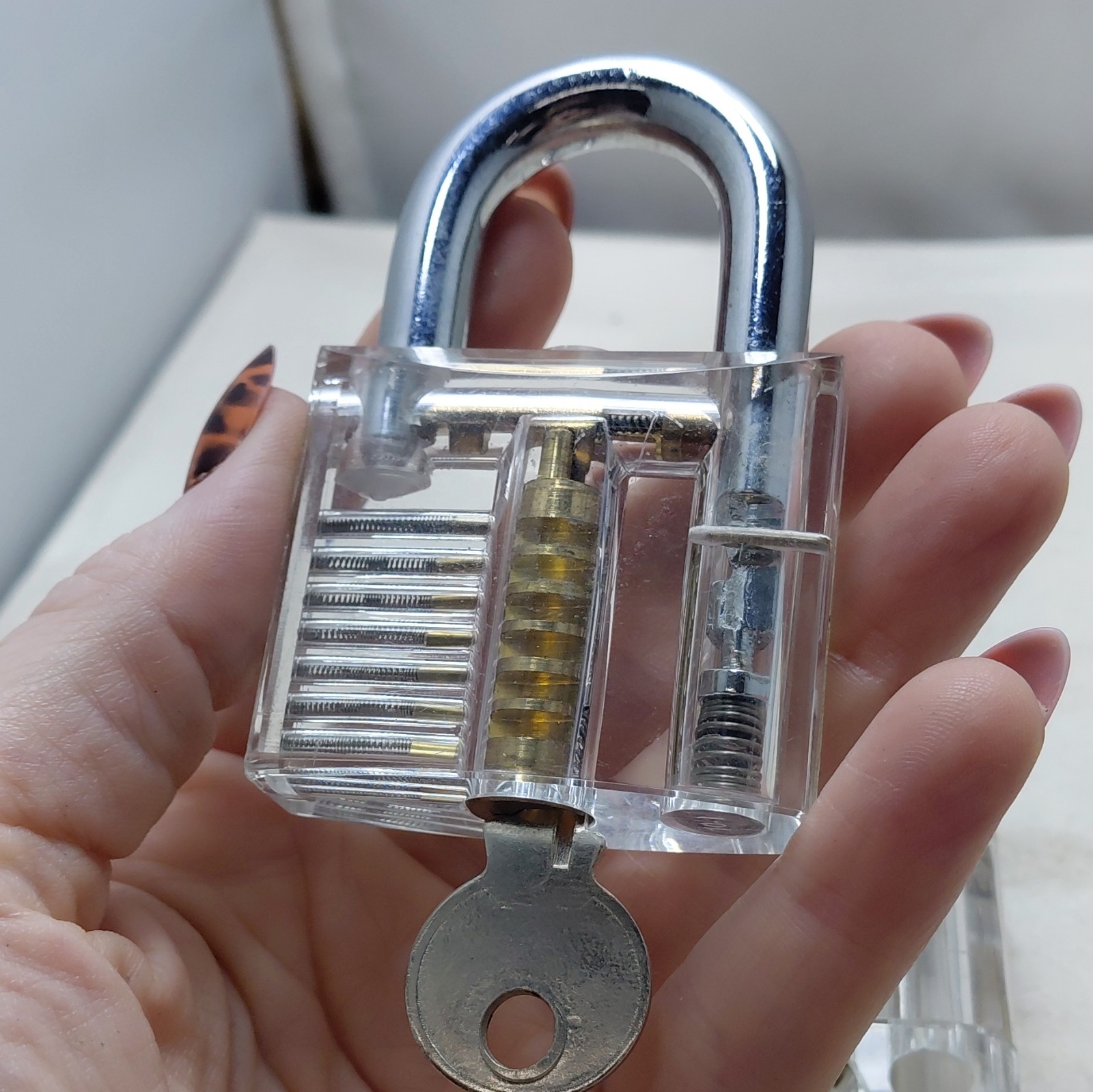 Set of 2 Transparent Practice Padlocks with Keys Locksmith Training Tool