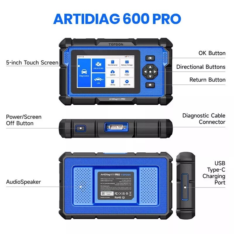 TOPDON AD600PRO All System OBD2 Scanner ABS DPF EPB Diagnostic Tool Free Updates