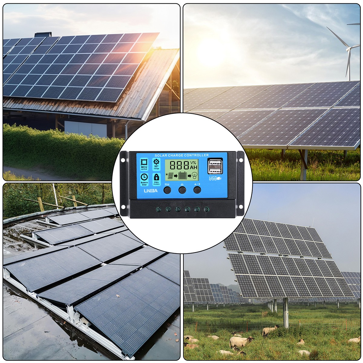 PWM 30A 12V 24V Solar Panel Regulator Charge Controller Auto Focus Tracking 2USB
