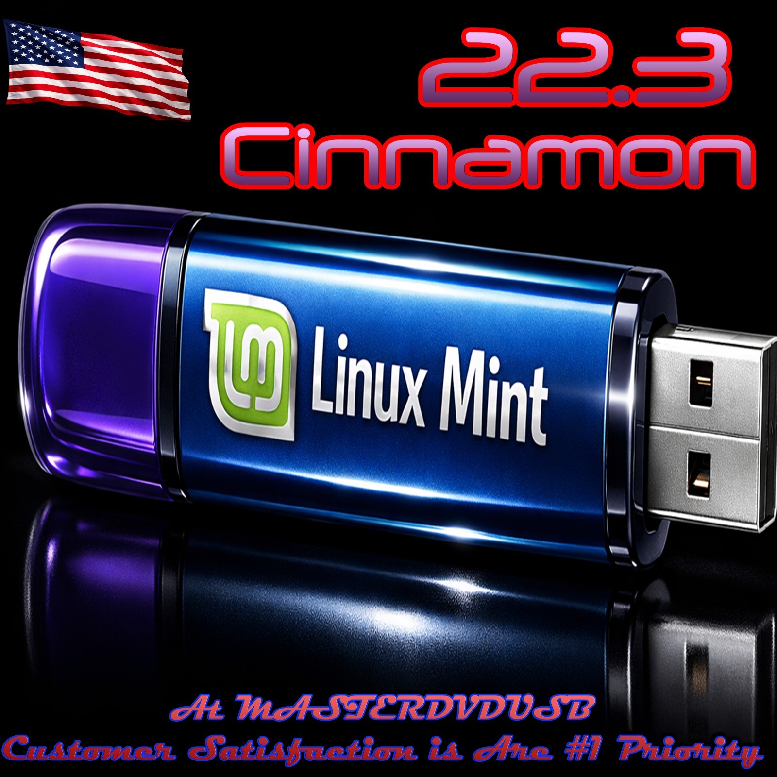 Linux Mint Cinnamon 22.3 64-bit Bootable USB Metal Water Proof