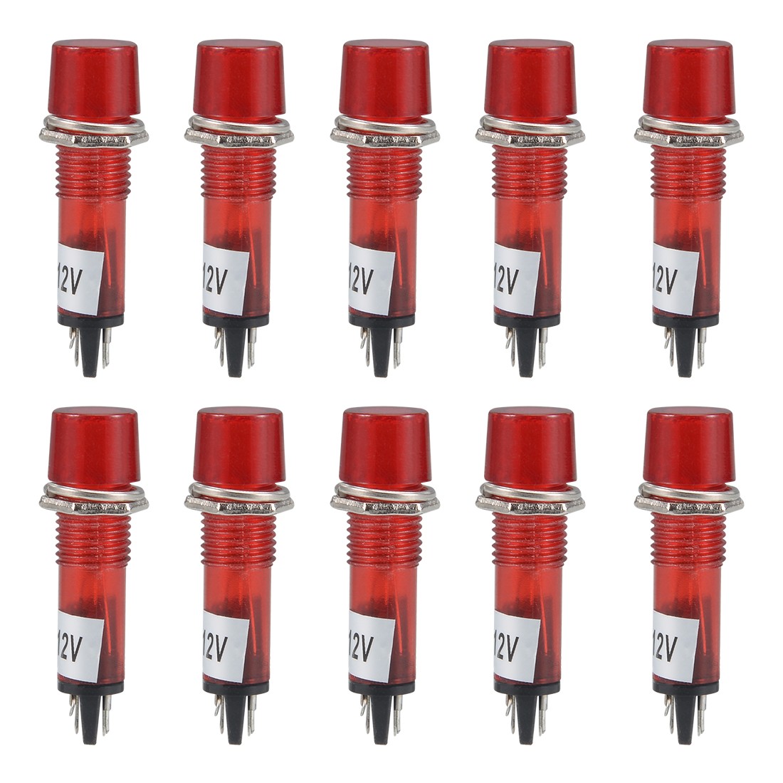 Signal Indicator Dash Light DC 12V LED Bulbs XD10-3 Red 10mm Panel Mount 10Pcs