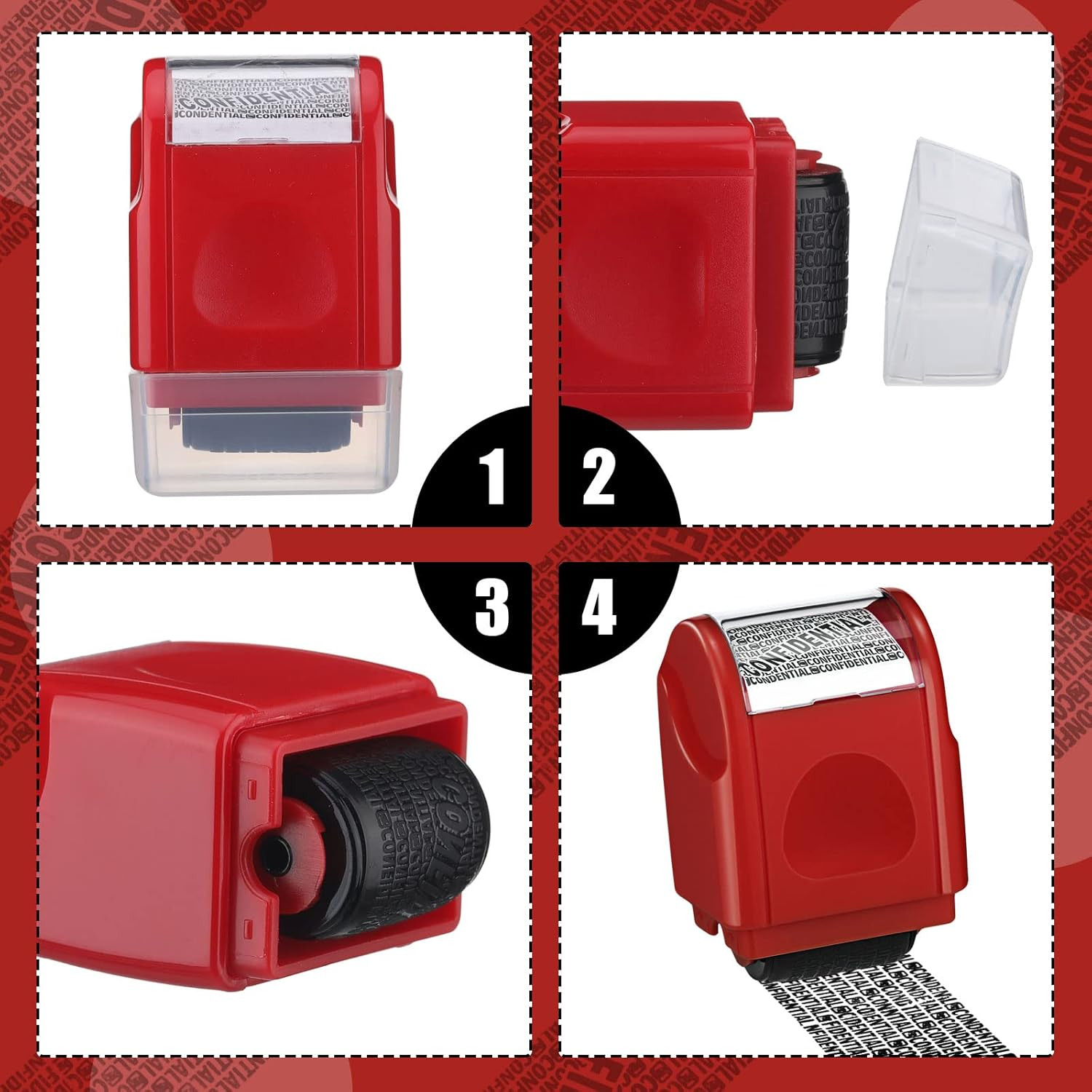 2 Pack Identity Protection Roller Stamp Identity Theft, Confidential, Privacy Ro