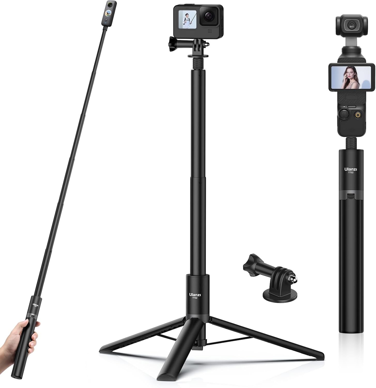 59in Invisible Selfie Stick Tripod for Insta360 X5/X4/X3/ONE X2/GO 3s/DJI Osmo 3